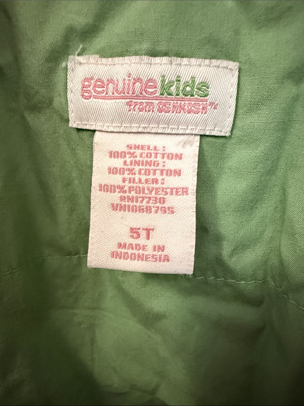 Genuine Kids From OshKosh Green and Pink Floral Button Pea Coat for Kids Size 5T - Picture 2 of 6
